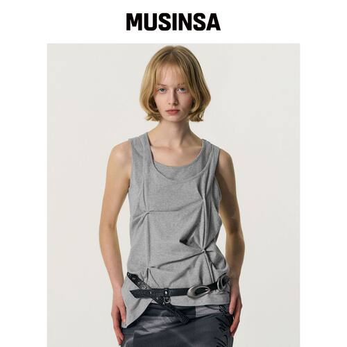 KIMZISU Pinched Layer 背心_GREY MUSINSA韩国官网直邮进口