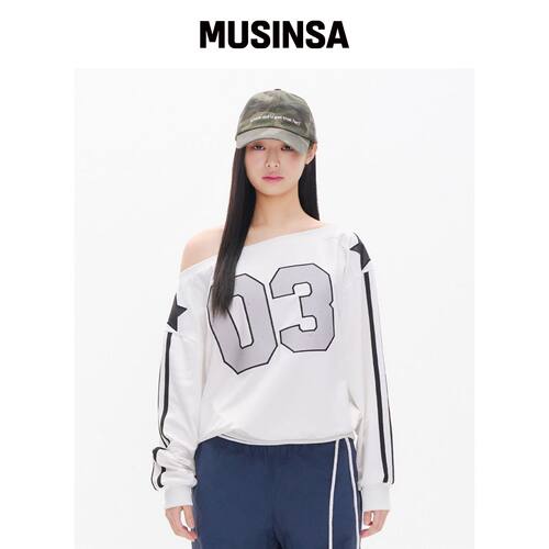 YOUHEE OFFSHOULDER露肩针织卫衣 白色 MUSINSA韩国官网直邮进口