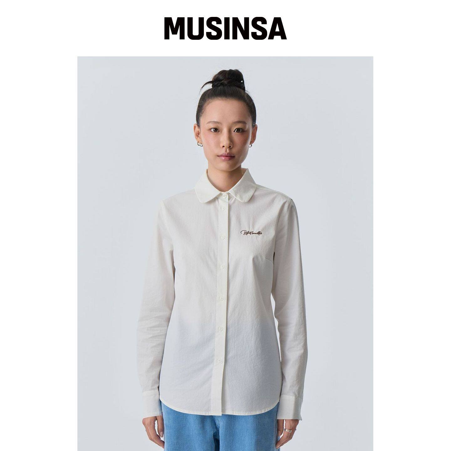 Bb' BENETTON 圆领相机衬衫 (白色) MUSINSA韩国官网直邮进口