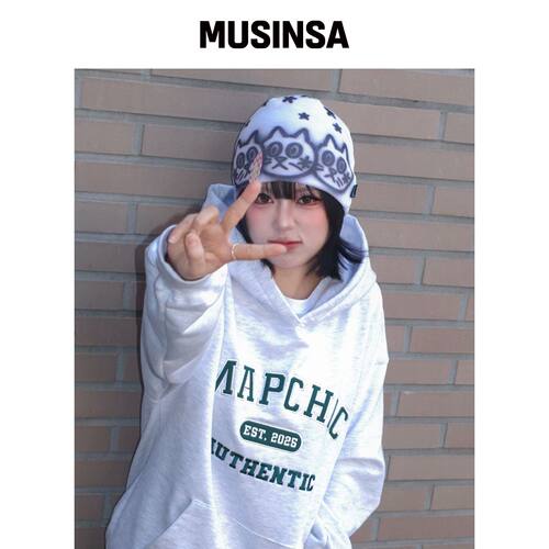 GLACK GC075 涂鸦猫咪针织帽 (白色) MUSINSA韩国直邮官方正品