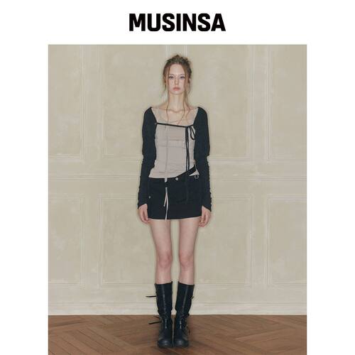 PAINORPLEASURE NIX MINI SKIRT 黑色 MUSINSA韩国官网直邮进口
