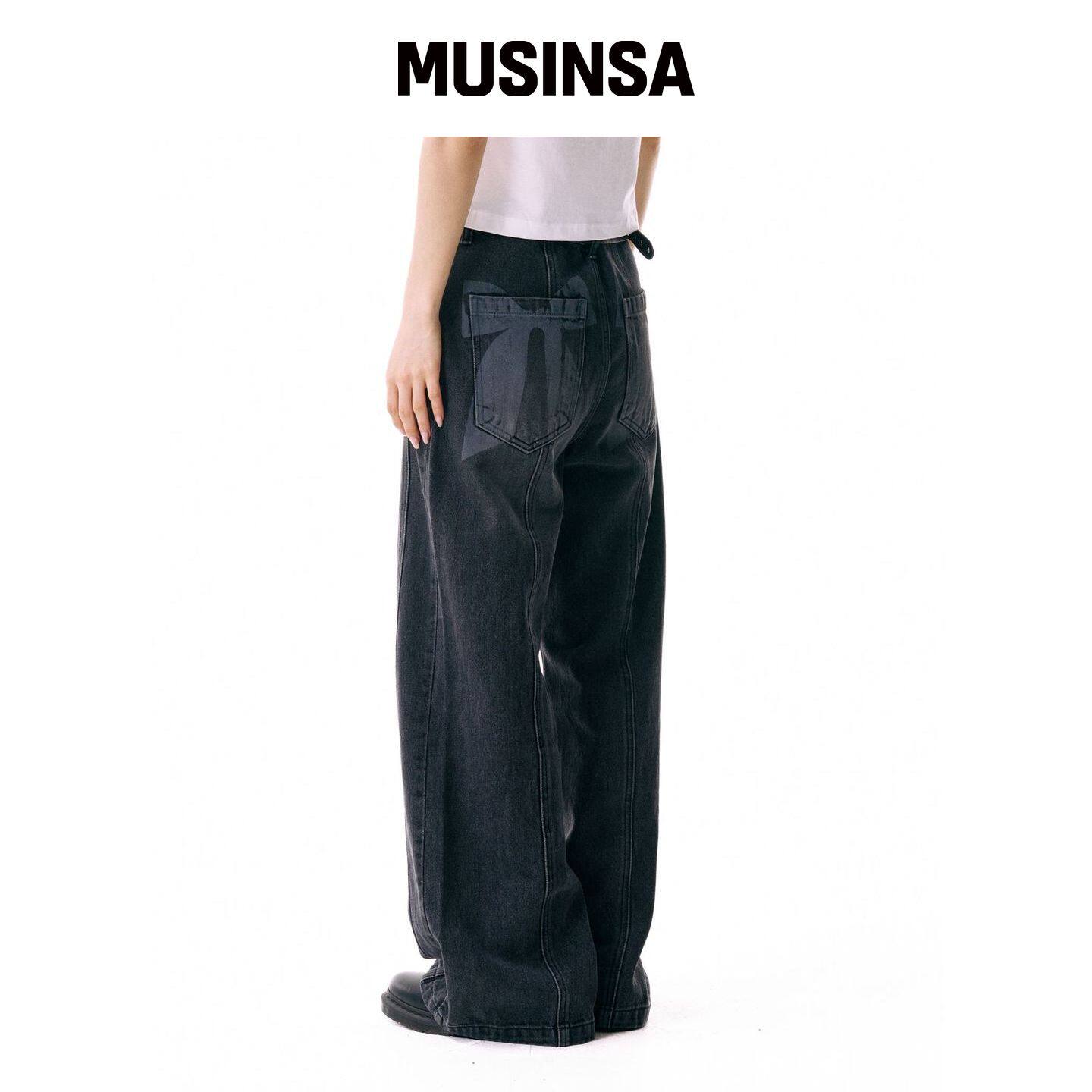 IUGAMAKARAS 黑色丝带牛仔裤 MUSINSA韩国官网直邮进口