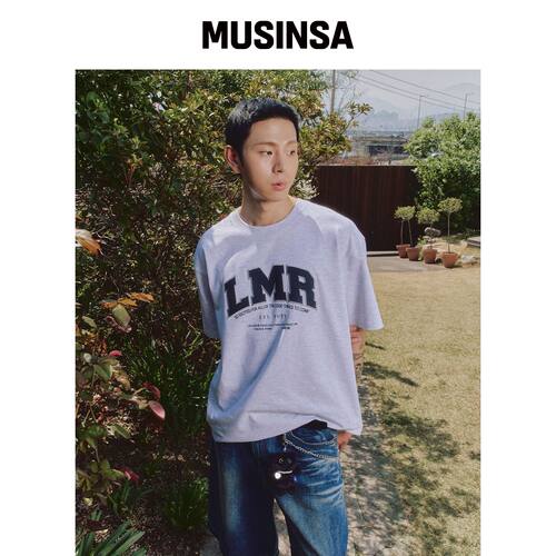 LMR LETTERING LOGO PLEA T恤 LIGHT GREY韩国官网直邮进口