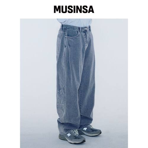 BALLUTE CARPENTER SIDE TUCK PANTS (蓝色水洗)韩国官网直邮进口