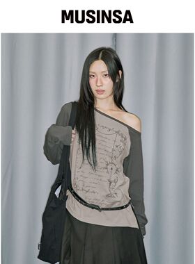ODDSTUDIO 跨界装饰露肩长袖 - 浅米色韩国官网直邮进口