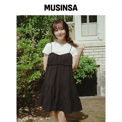 VEM.VER 棉质无袖连衣裙_黑色韩国官网直邮进口MUSINSA