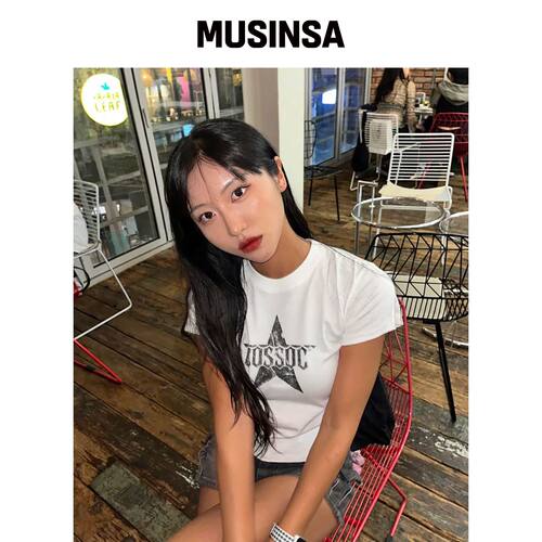 COSO (w)星星裂纹短袖T恤 (白色)韩国官网直邮进口MUSINSA