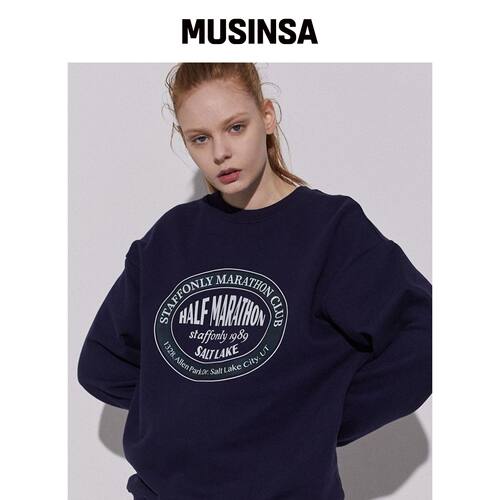 STAFFONLY CIRCLE FRONT 卫衣 (NAVY)韩国官网直邮进口MUSINSA