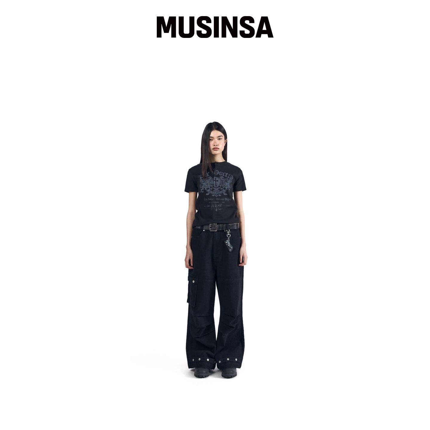 AAKAM 牛仔裤棉质裤子(黑色) MUSINSA韩国官网直邮进口