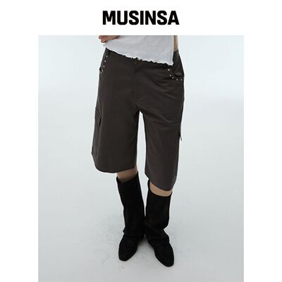 DEARSTALKER STUD POCKET Bermuda Pants - 炭灰韩国官网直邮进口