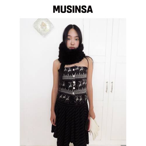 FUNFROMFUN Nordic Buttons 胸衣，黑色 MUSINSA韩国直邮官方正品