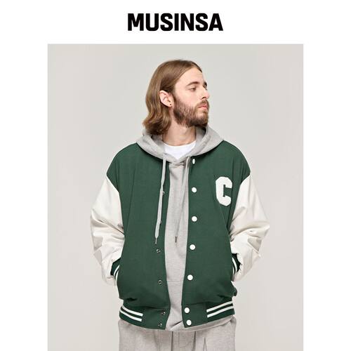 CARGOBROS C LOGO CB varsity jacket (绿色)韩国官网直邮进口