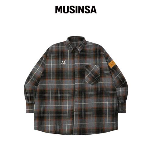 MUCENT 海报口袋格纹衬衫（男女通用） MUSINSA韩国官网直邮进口