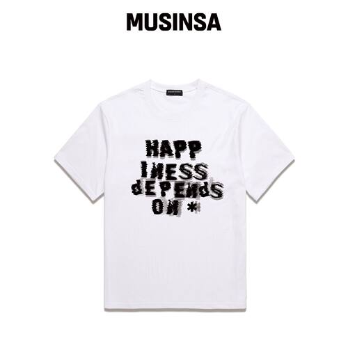 OUSE HAPPINESS 短袖T恤 (DS027) WHITE韩国官网直邮进口MUSINSA