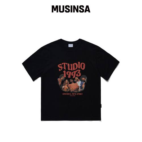 1993STUDIO WAVE STUDIO 图形T恤_VLACK MUSINSA韩国官网直邮进口