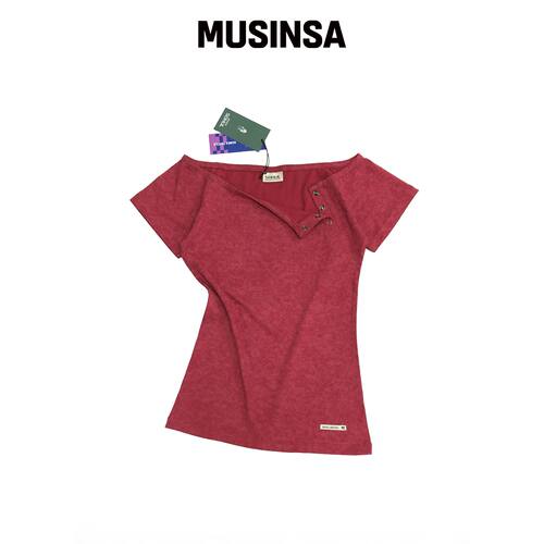 SOHUL Mist Off-Shoulder Snap T (RED)韩国官网直邮进口MUSINSA