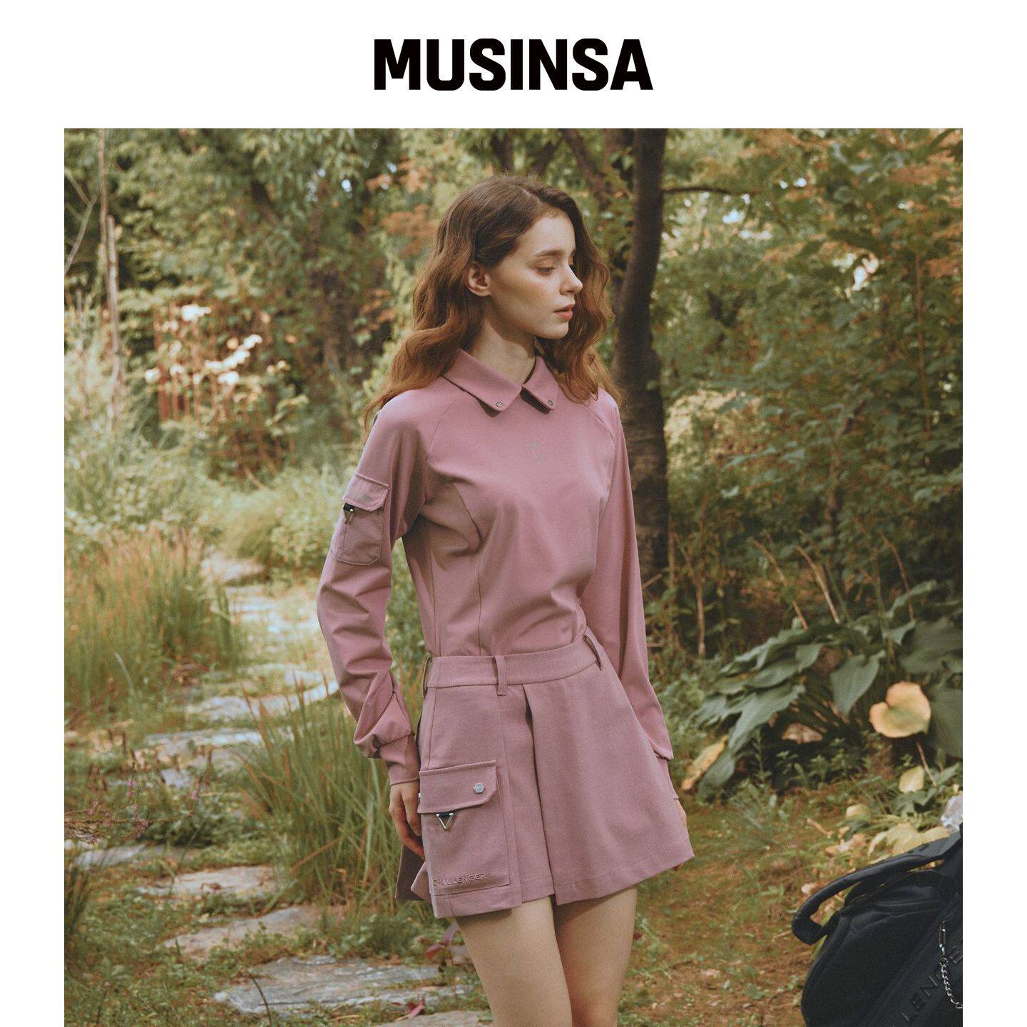CHALLENGER 女性袖口口袋后拉链KARA领长袖T恤 I韩国官网直邮进口