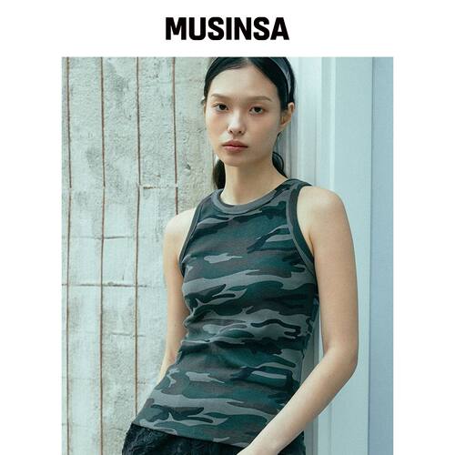 KOOKEESEE CAMO茶色吊带背心 MUSINSA韩国直邮官方正品
