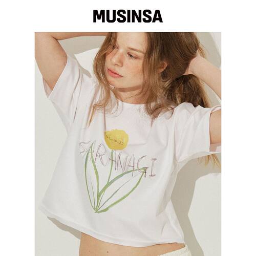 SARANAGI SE0523-CROP T-SHIRT（白色） MUSINSA韩国官网直邮进口