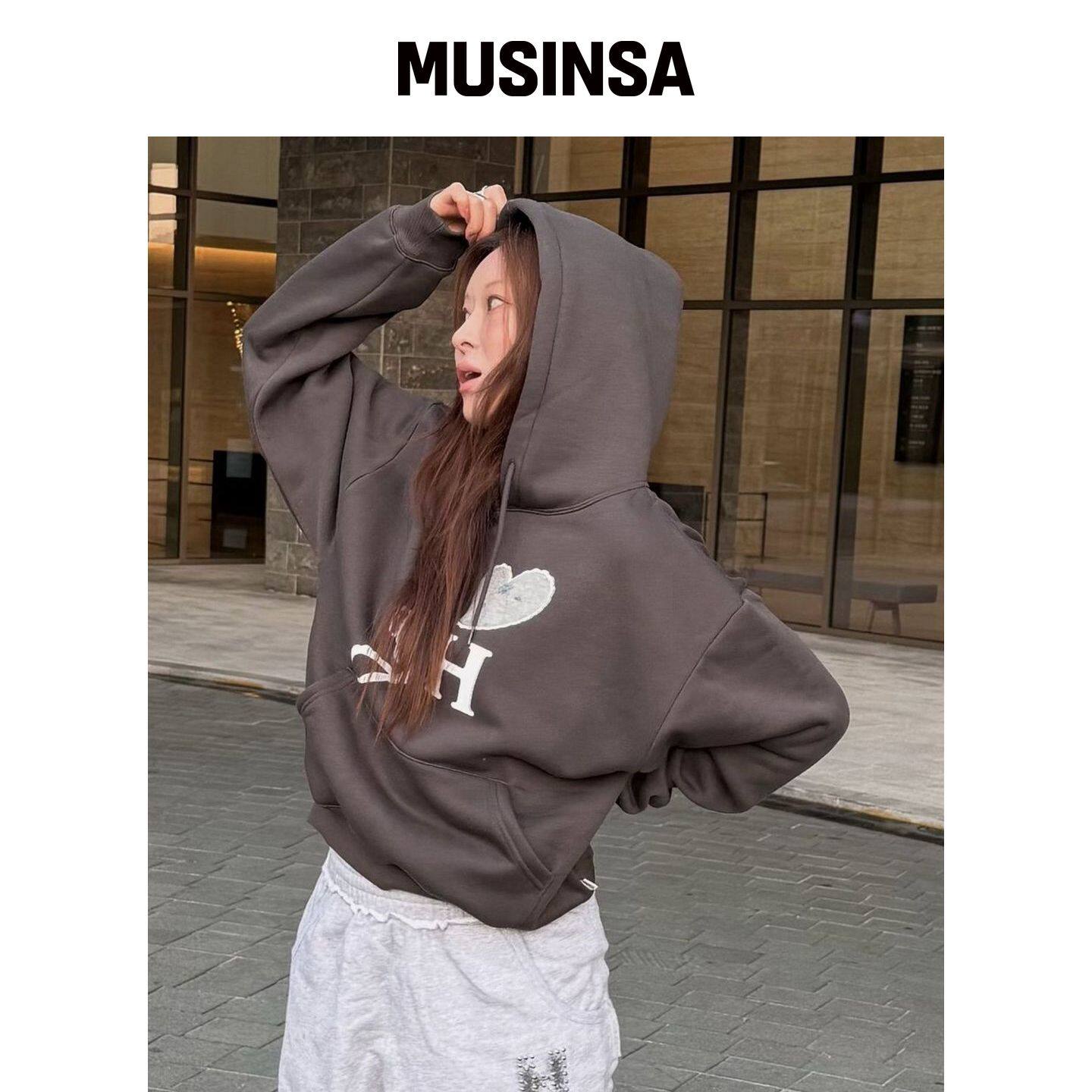 YOUHEE I LOVE YH 连帽卫衣_炭灰色 MUSINSA韩国官网直邮进口