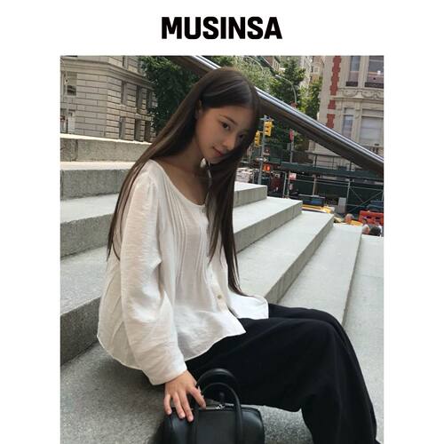 SOMEWHEREBUTTER Casey 衬衫 - 象牙白 MUSINSA韩国官网直邮进口