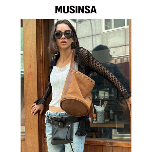 YEOMIM beaker bag (suede camel) MUSINSA韩国官网直邮进口