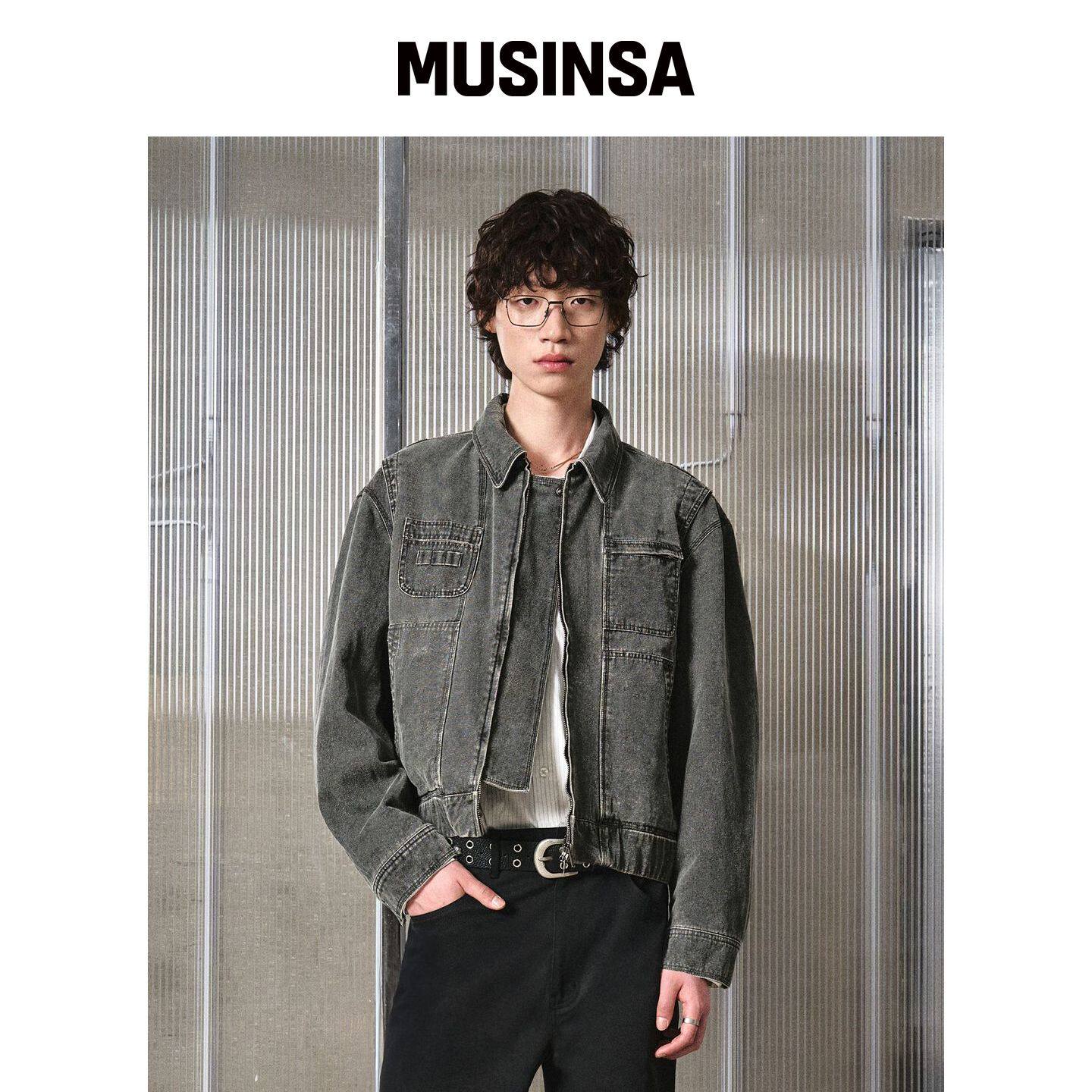 LMOOD 帆布棉质蓝色外套深灰色 MUSINSA韩国官网直邮进口