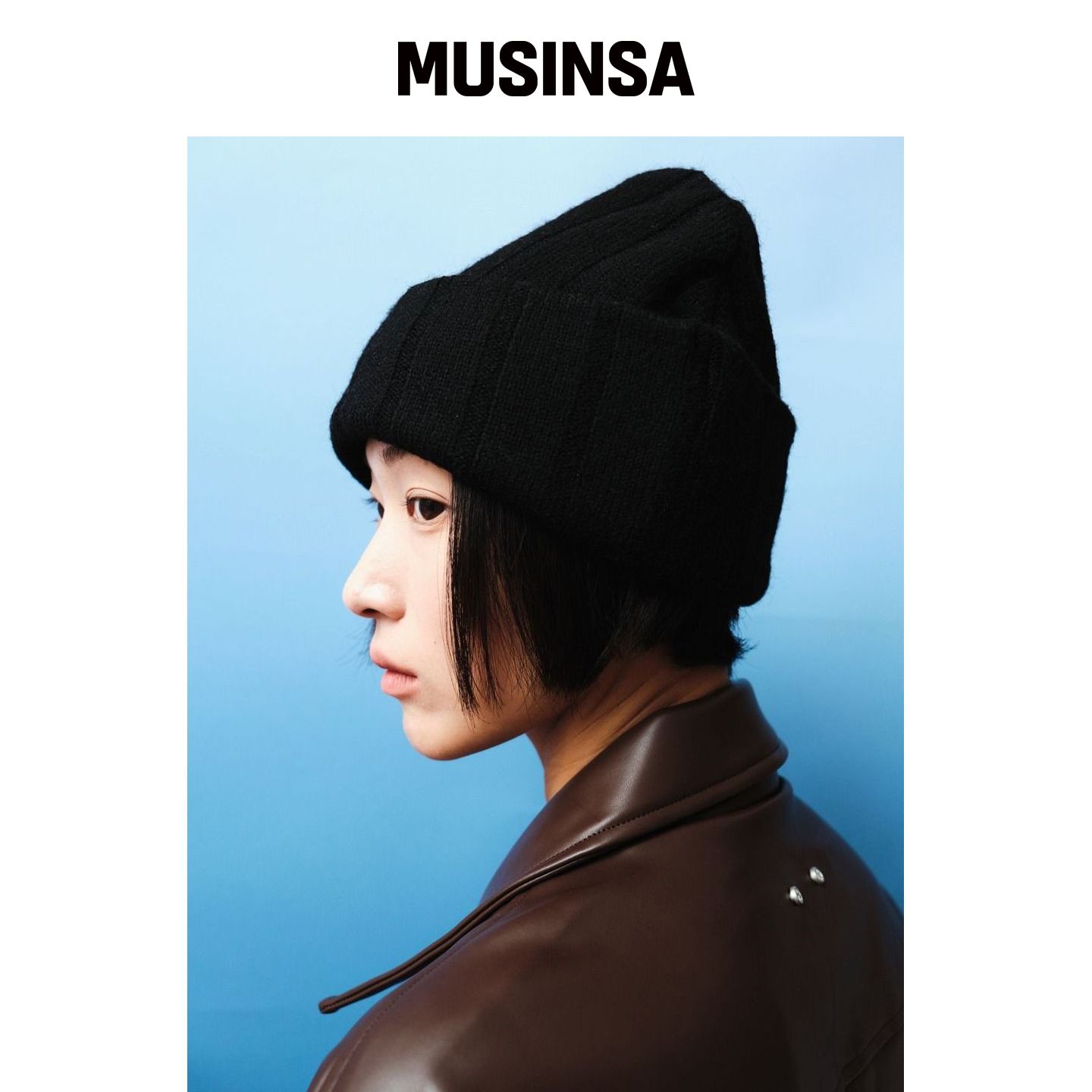 PLZPROJECT OVER-RIBBED BEANIE，黑色 MUSINSA韩国直邮官方正品图片