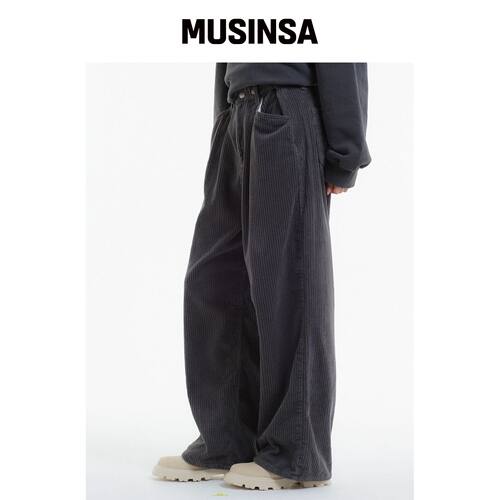 UNKNOWN PLANET 宽松版型灯芯绒裤 灰色 MUSINSA韩国直邮官方正品