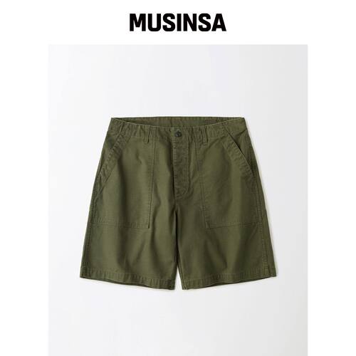 OUTSTANDING BACK SATIN FATIGUE SHORTS_橄榄绿韩国官网直邮进口