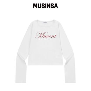 MUCENT 猩红色字母印花修身长袖T恤 MUSINSA韩国官网直邮进口