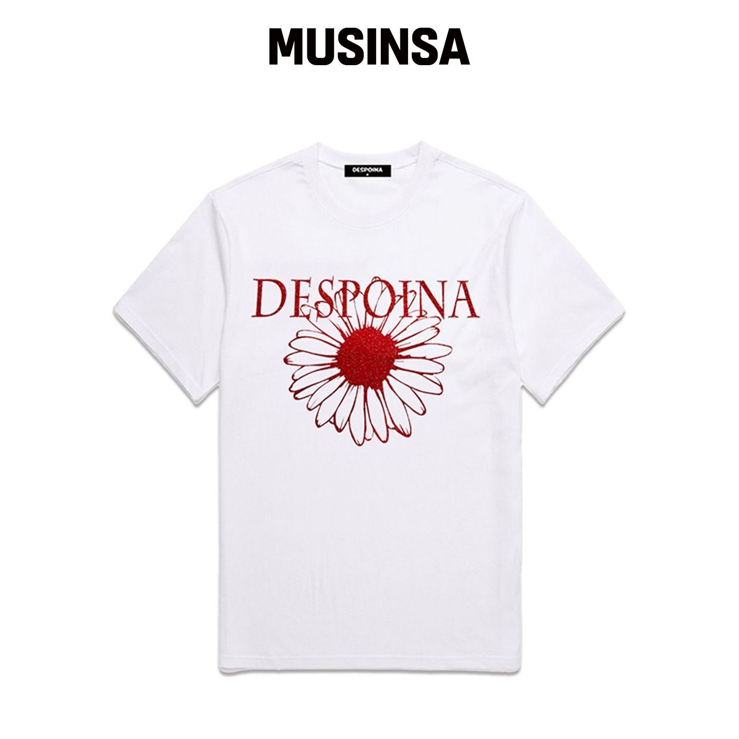 OUSE 闪光花卉短袖T恤 (DPTS002) WHITE/RED MUS韩国官网直邮进口