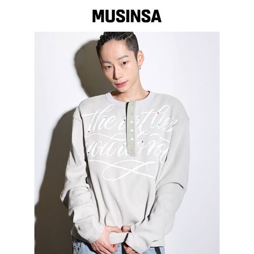 GLACK GT178 长袖亨利领T恤 (灰色) MUSINSA韩国官网直邮进口