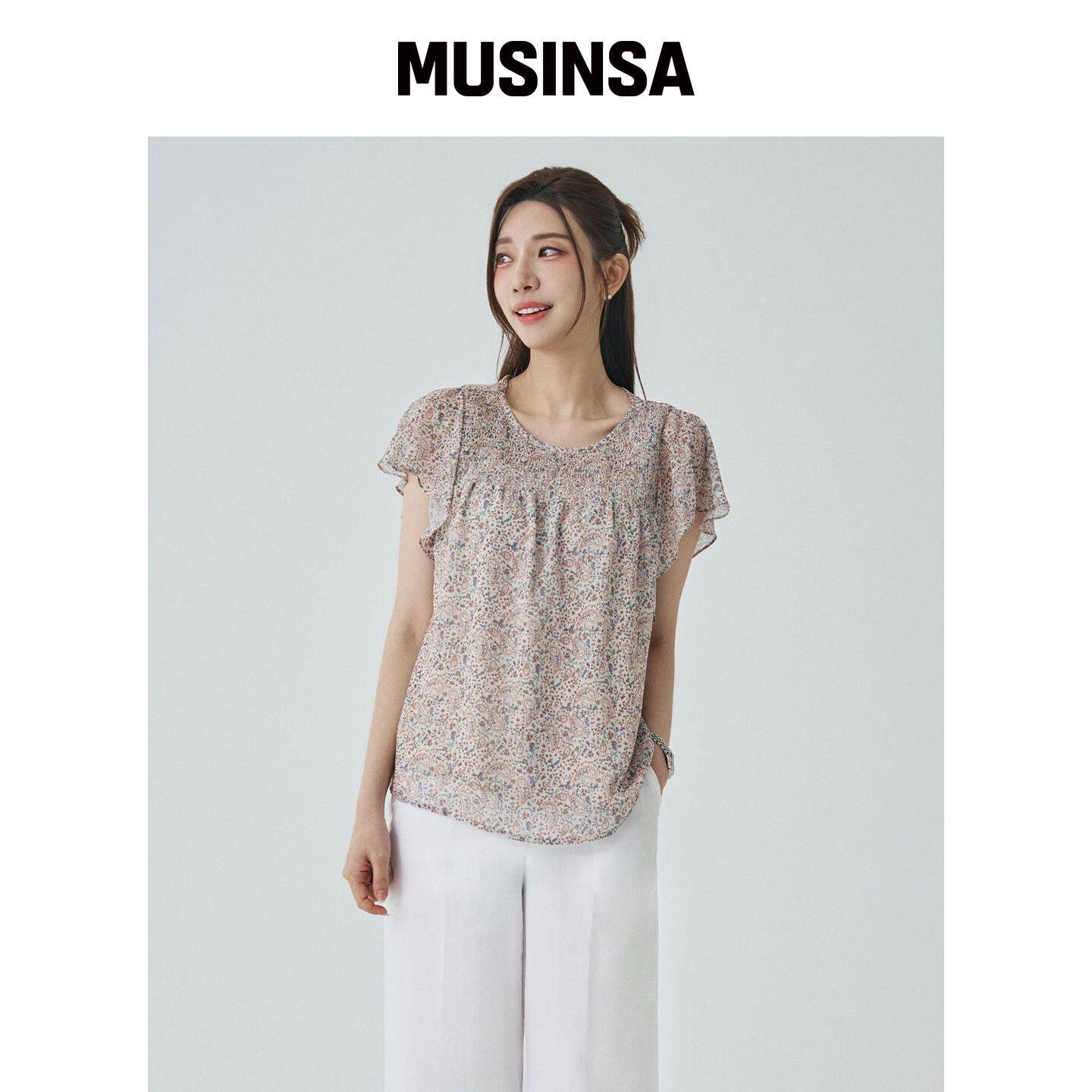 SOUP 前胸打褶短袖女衬衫(SZ5SS34) MUSINSA韩国官网直邮进口