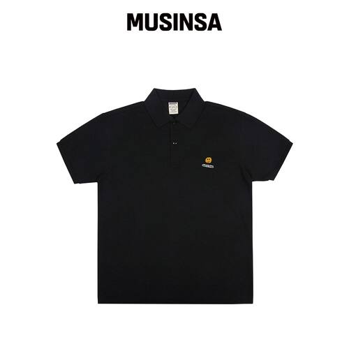 GRAVER [UNISEX]点点刺绣Polo短袖T恤_黑色 MUSI韩国官网直邮进口