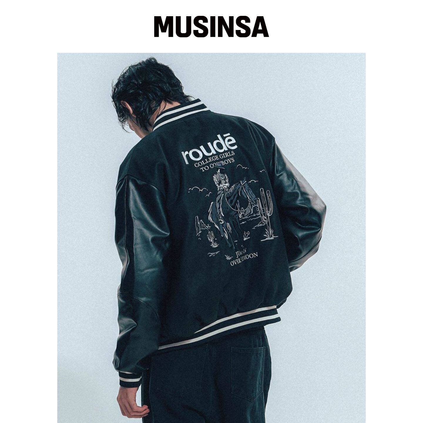 ROWDY 牛仔棒球夹克_黑色 MUSINSA韩国官网直邮进口