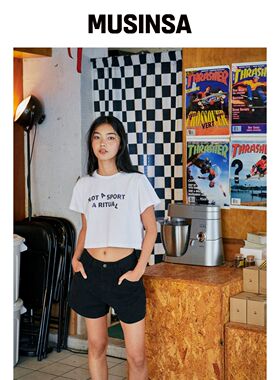 FLATWAVE IN SEOUL Oloa印花短款T恤 白色韩国官网直邮进口