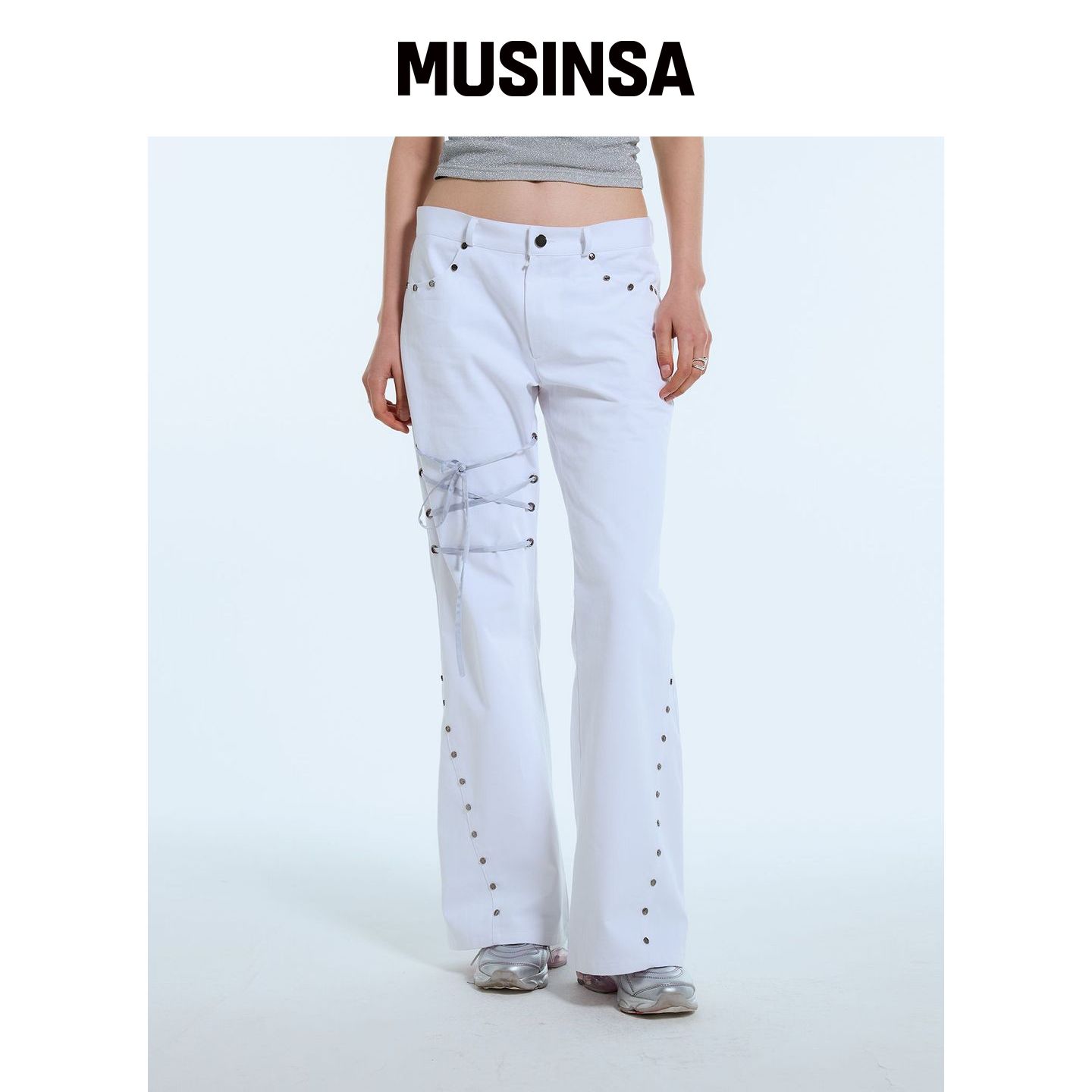 LARTIGENT L11 蝴蝶结喇叭裤（白色） MUSINSA韩国直邮官方正品