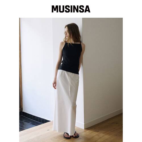 LAMEREI String Maxi Skirt[LMBFSUSK417]-米白 韩国官网直邮进口
