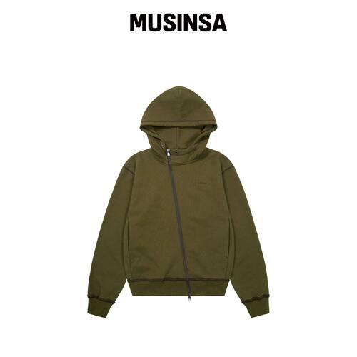 AAKAM 斜拉链棉质拉链外套（卡其色） MUSINSA韩国官网直邮进口