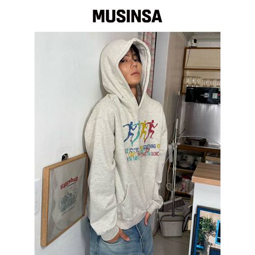 AMOU Sprint 连帽卫衣 燕麦色 MUSINSA韩国官网直邮进口