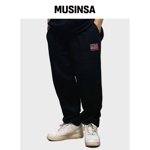 RESPECT 跑步USA运动俱乐部垮裤（黑色） MUSINS韩国官网直邮进口