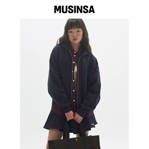 MOONSUN ARCHIVE M.C UNISEX, 条纹连帽拉链外套韩国官网直邮进口