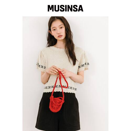 TINKNIT 亚麻花卉提花puff上衣 MUSINSA韩国官网直邮进口