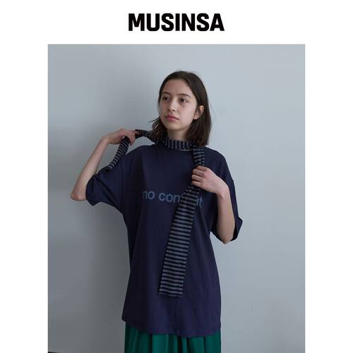 NOCONTENT 69. NoContent T恤 _ 藏青色 MUSINSA韩国官网直邮进口