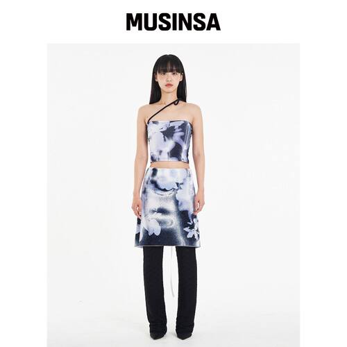 ASSAY STRING TUBE TOP DUSTY FLOWER (蓝色)韩国官网直邮进口