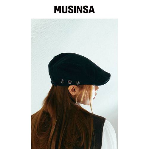 KOOKEESEE 绒面铆钉猎帽 (黑色) MUSINSA韩国官网直邮进口