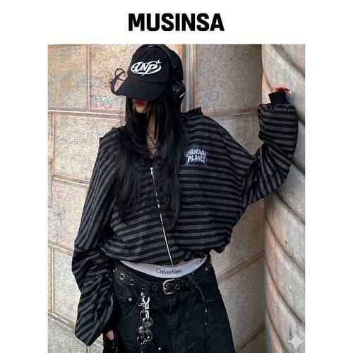 UNKNOWN PLANET 外套连帽印花黑色秋上衣MUSINSA韩国官网直邮进口