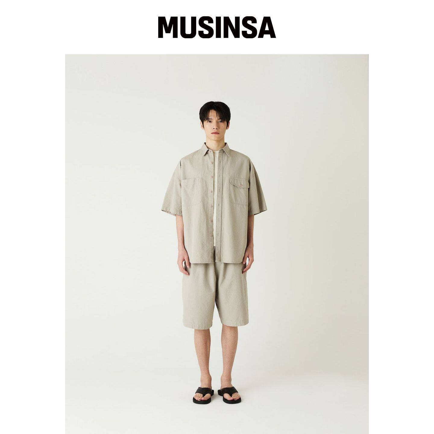 THEENDQUESTION 防撕裂染色衬衫 / 米色 MUSINSA韩国官网直邮进口