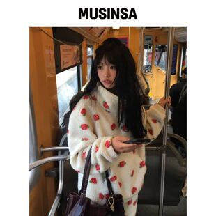 YOUHEE 玫瑰图案绒毛风衣 象牙色 MUSINSA韩国官网直邮进口
